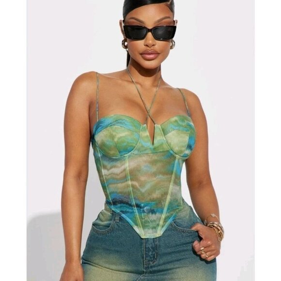 Fashion Nova Tops - Fashion Nova High Love Mesh Corset Size S